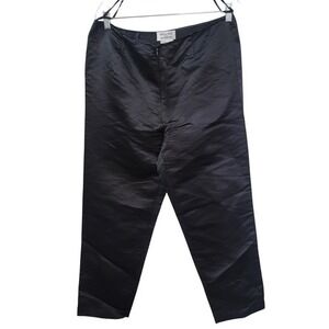 DUE per DUE Bloomingdales Black Silk Blend Satin Tapered Crop Pant Sz 14 34x28